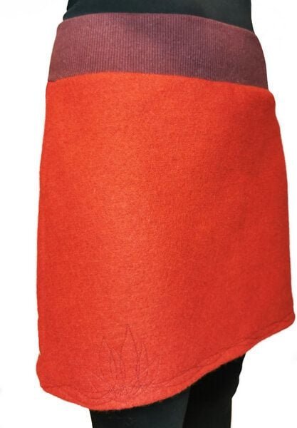 Rock Wollrock kurz Wollwalk bio Unikat mit Stickerei liebewicht