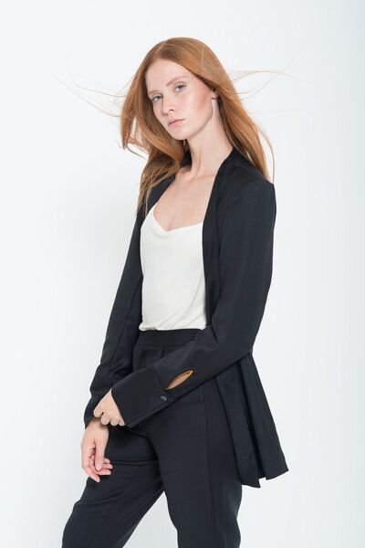 Yuna Miray Lang geschnittener Blazer/Jacke mit Manschette "Blazer Yuna" schwarz und anthrazit