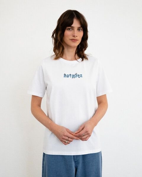 Rotholz Logo Print T-shirt Bio Baumwolle - Weiß