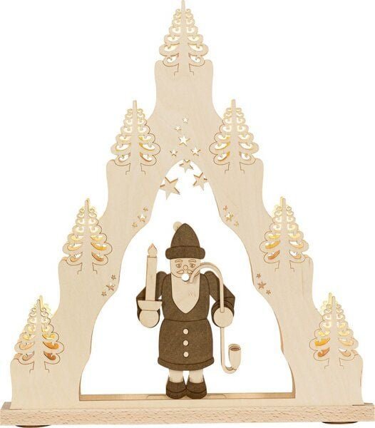 Weigla® Holzkunst Moderne LED- Lichterspitze 7 flg. " Räuchermann"