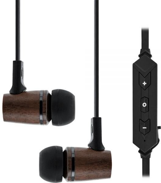 INLINE Headset mit Kabelmikrofon und Funktionstaste, Walnuss, Bluetooth