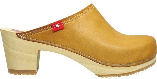 Klox 6 1/2 - Medium Heel Holzclog mit pflanzlich gegerbtem Leder
