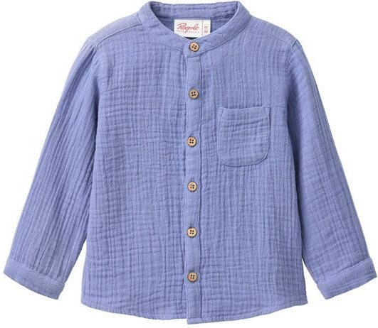 People Wear Organic Musselin Hemd, blau uni, Bio-Baumwolle