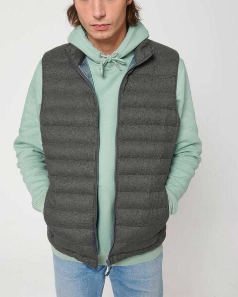 YTWOO Herren Steppweste im Woll-Look aus komplett recycelten Materialien