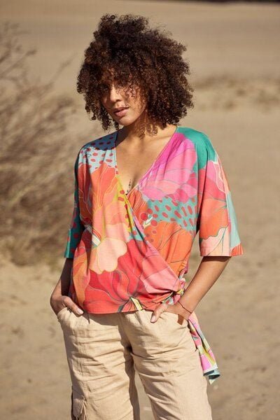 Bluse Lena – Wickeloptik aus Viskose – 3/4 Kimonoärmel – klassisch & bequem – 100% in EU fair produziert – KOKOworld