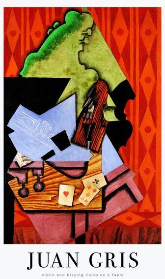 Photocircle Poster / Leinwandbild - Violin and Playing Cards on the Table by Juan Gris
