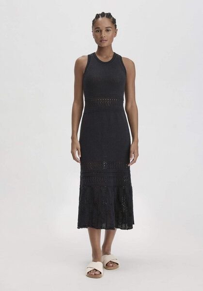 hessnatur Ajour Strick Kleid Midi Fitted aus reiner Bio-Baumwolle
