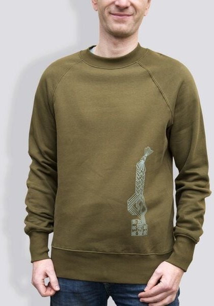 little kiwi Herren Sweater, "Verflechtung", British Khaki