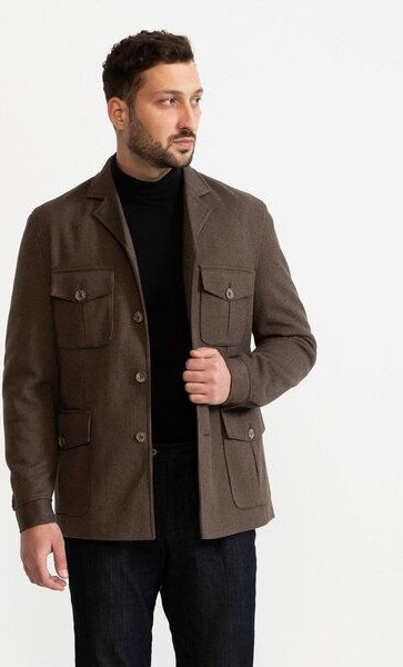 De IONESCU Wolle Safari Jacke, Utility Jacke, Winter Reisejacke