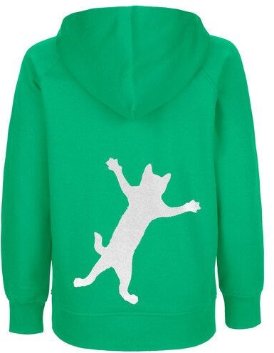 HANDGEDRUCKT "Klammerkatze" Kinder Hoody aus reiner Biobaumwolle (kbA)