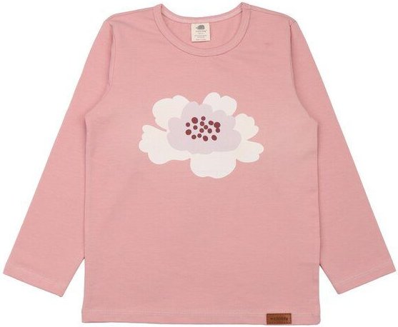 Kinder Langarmshirt GOTS zertifiziert Bio-Baumwolle, Rosa, Blumenmotiv, Walkiddy