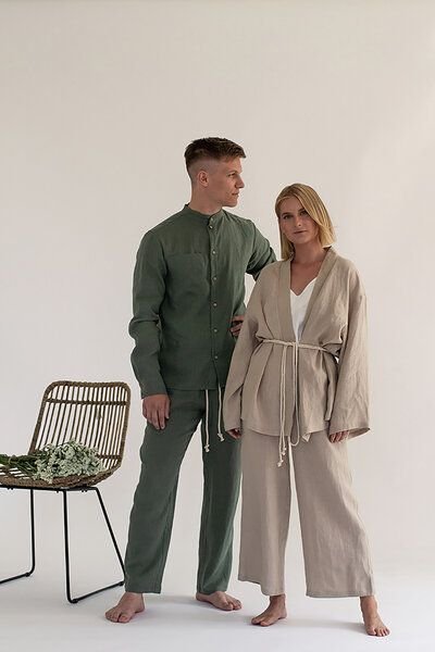 gust. Leinen-Kimono-Set - Kimono und Hose - Linen Kimono Set - 100% Bio-Leinen