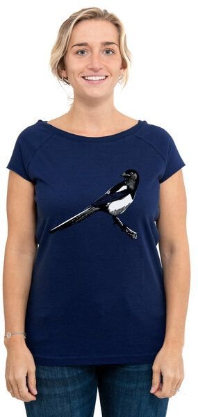 Hirschkind Fair-Trade-Frauenshirt "Elster" medieval blue - Made in Kenia