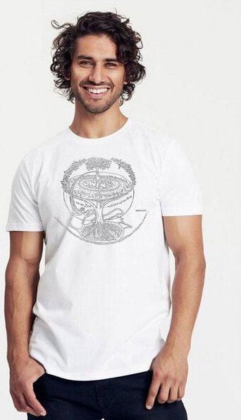 Peaces.bio - handbedruckte Biomode Bio-Herren-T-Shirt "Weltenesche"