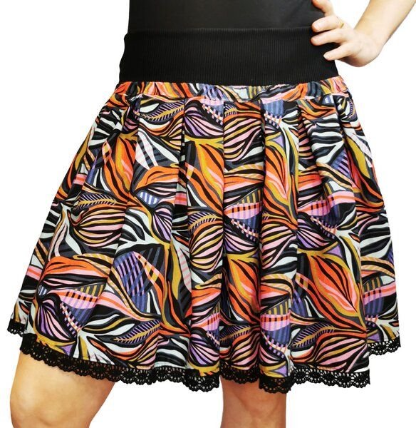 liebewicht Faltenrock Rock schwarz bunt gemustert aus Biobaumwolle Modal Damen