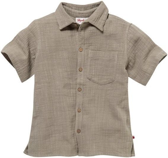 People Wear Organic Musselin Kurzarm Hemd, grün uni, Bio-Baumwolle