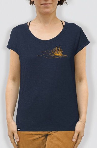 little kiwi Damen T-Shirt, "Rückenwind", Navy, locker geschnitten
