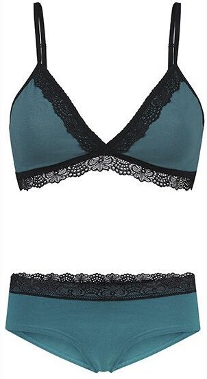 Frija Omina Set: Bio BH + Hipster Spitze dunkel