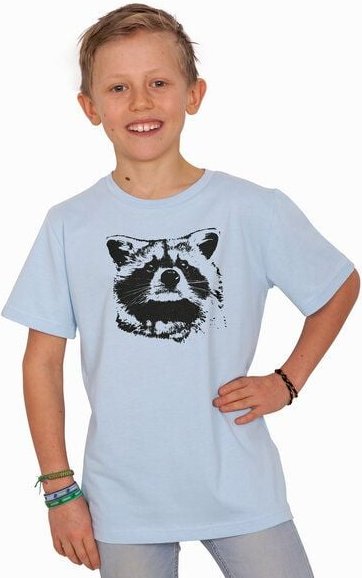 HANDGEDRUCKT "Waschbär" Kinder T-Shirt Baumwolle (kbA)