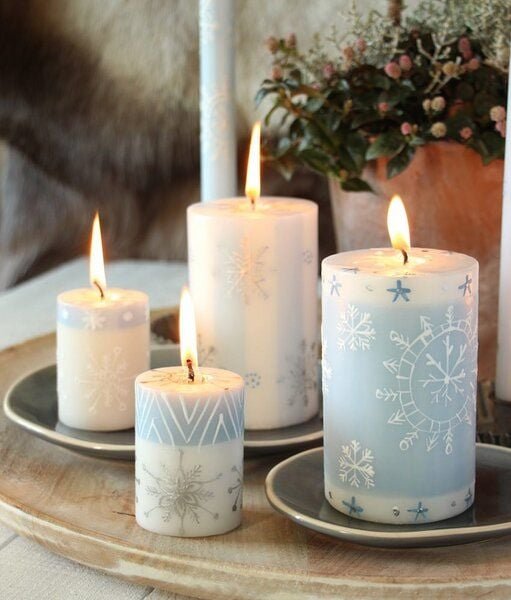 Winterkerzen - KAPOKO - M/L - Handbemalte Stumpenkerzen - nobunto Südafrika