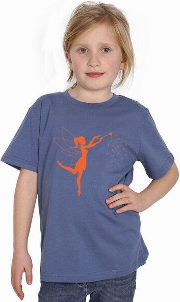 HANDGEDRUCKT "Zauberfee" Kinder-T-Shirt reine Biobaumwolle (kbA)