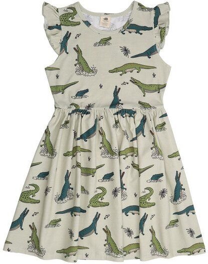 Kleinkinder Rüschenkleid mit Krokodil-Print aus Bio-Baumwolle – Walkiddy