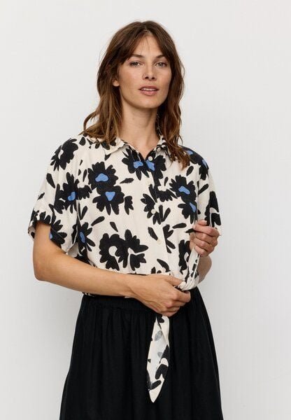 Damen Bluse aus Leinen und LENZING ECOVERO Viskose Mix - OCRA BLOOM - recolution