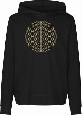 Peaces.bio - handbedruckte Biomode Damen Jersey-Hoodie Die Blume des Lebens