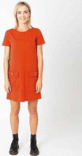 CORA happywear Damen Kleid aus Bio-Baumwolle "Marion" I Molten Lava Rot