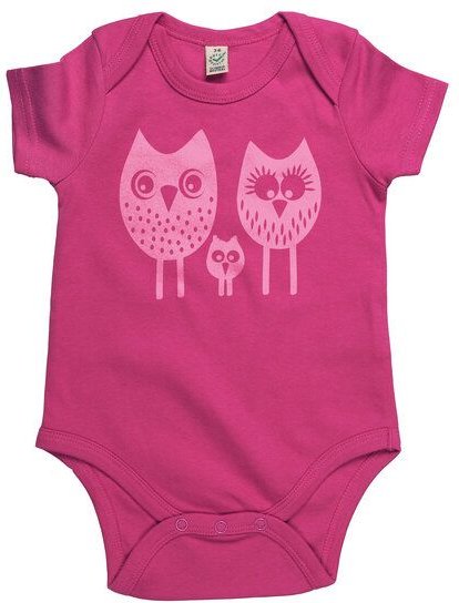 HANDGEDRUCKT "drei Eulen" Baby Body
