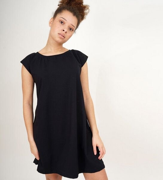 Lena Schokolade Kurzarm Kleid Schwarz aus Bio-Jersey