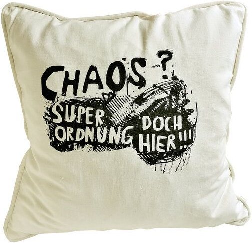 Cherry Bomb Bio Kissenbezug, 45x45 cm, Chaos, Siebdruck handbedruckt