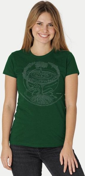 Thumbnail - Peaces.bio - handbedruckte Biomode Bio-Damen-T-Shirt "Weltenesche"