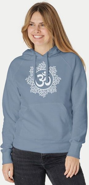 Peaces.bio - handbedruckte Biomode Bio-Damen-Kapuzensweater "Classic-Om"