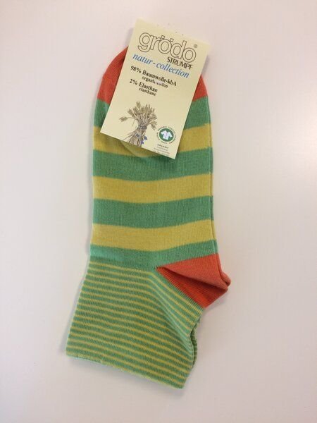 grödo Damen Kurzschaftsöckchen Streifen Sneaker mit Biobaumwolle