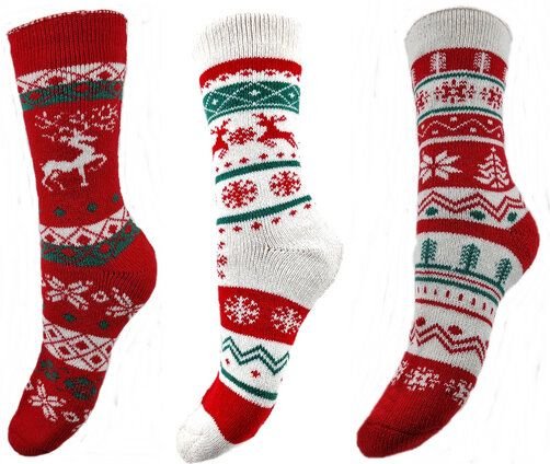 Bruno Barella Winter-Thermo-Socken aus Wolle mit Weihnachtsmuster 3er Pack