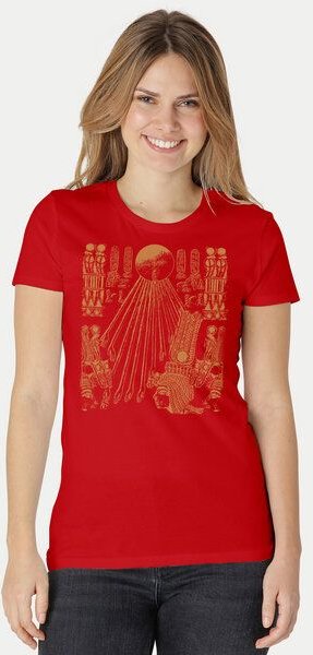 Peaces.bio - handbedruckte Biomode Damen Fit T-Shirt Sonnenscheibe Aton