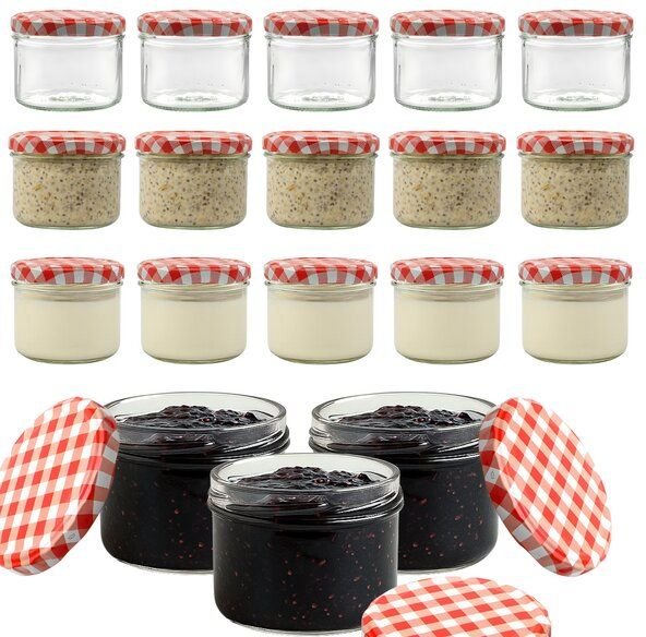 mikken Marmeladengläser 210ml mit Deckel Einmachgläser Einkochgläser Pestogläser Dessertgläser