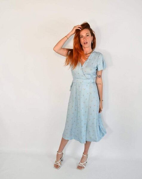 Aatise Wickelkleid Zovy Schmetterlingsärmel Druck 100% EcoVero