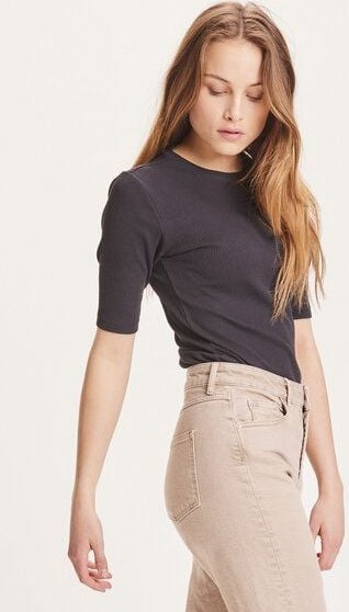 KnowledgeCotton Apparel T-Shirt - CANNA rib tee - aus Bio-Baumwolle