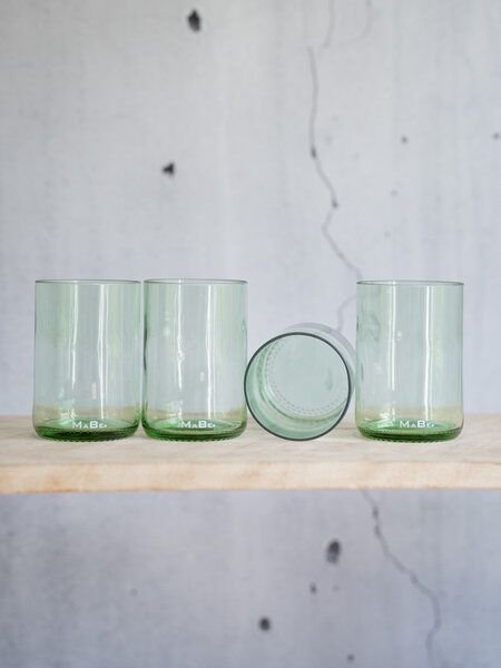 MaBe Trinkglas 450ml - nachhaltige & witzige Geschenkidee - 4er Set