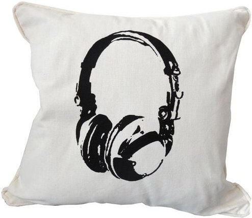 Cherry Bomb Bio Kissenbezug, 45x45 cm, Kopfhörer, Siebdruck handbedruckt