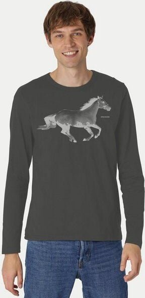 Thumbnail - Peaces.bio - handbedruckte Biomode Bio-Herren-Langarmshirt Horsepower