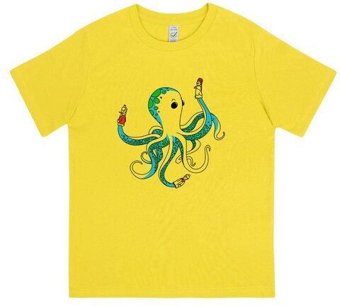 Spangeltangel Kinder-T-Shirt "Oktopus", bedruckt, Biobaumwolle