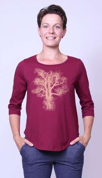 Peaces.bio - handbedruckte Biomode Bio-Damen-3/4 Arm Shirt Chestnut