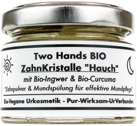 Two Hands BIO Zahnkristalle „Hauch“ mit Bio-Ingwer & Bio-Curcuma - Zahnpulver & Mundspülung