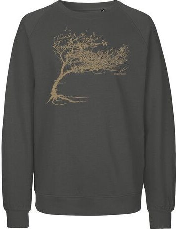 Peaces.bio - handbedruckte Biomode Bio Damen-Sweatshirt Loose Fit Windy Tree