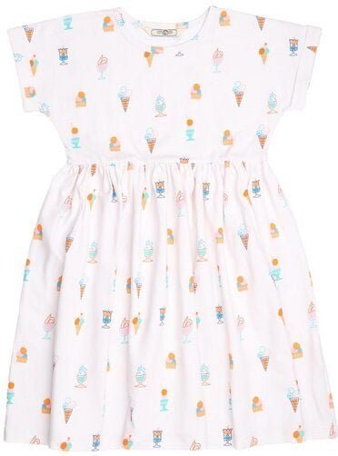 Cotokids Kinderkleid – Weiß mit Eiscreme-Print, leicht & bequem, Sommerkleid | Walkiddy