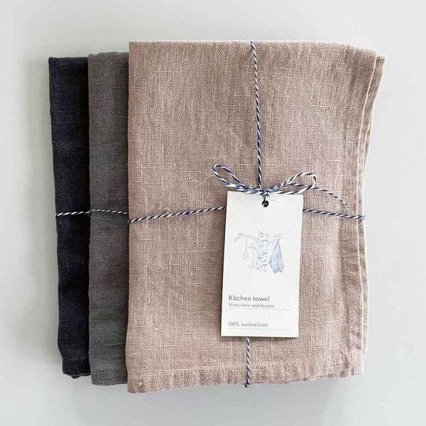 nordery Geschenkbox mit 3 hochwertigen Geschirrtüchern aus 100% europäischen Leinen