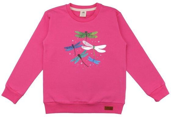 Kinder Sweatshirt GOTS zertifiziert Bio-Baumwolle Rosa Libellenmotiv Rundhals weich bequem – Walkiddy